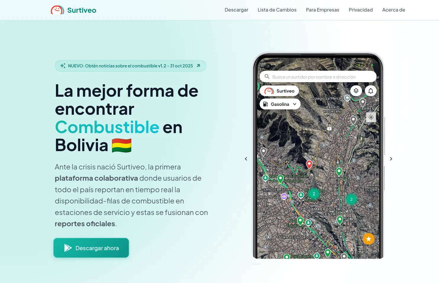 Surtiveo Landing captura 1